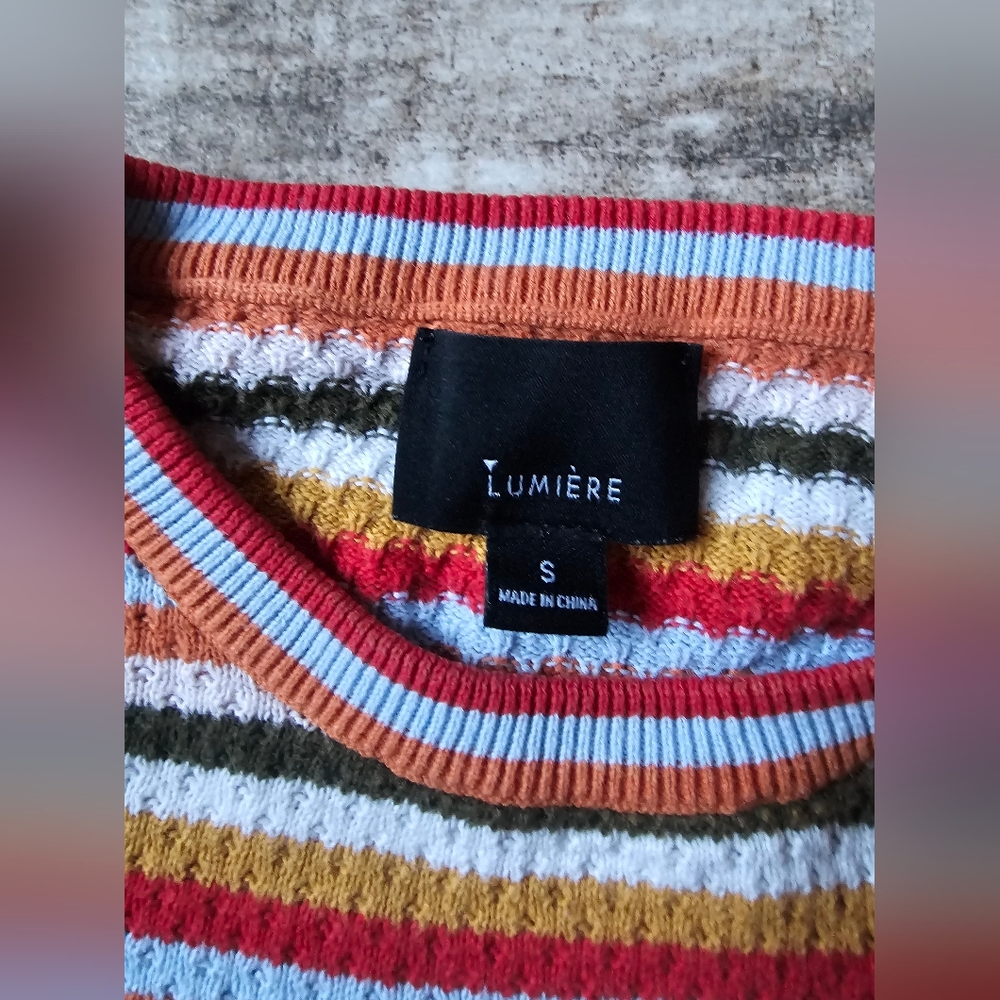 Lumière Striped Knit Tee Size Small Retro Fall 70s 80s EUC - Picture 3 of 7